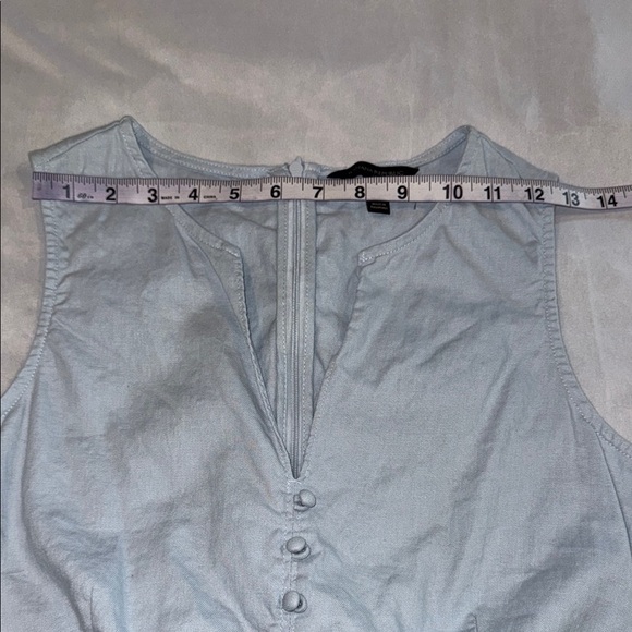 Banana Republic Dress Light Blue Linen Cotton Sleeveless Belted Shift Fit Flare - Picture 8 of 12